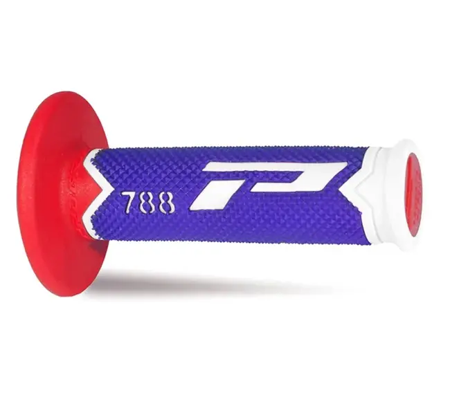 Manopole Mx 788-227 - Tripla Densità - Bianco/blu/rosso Senza Foro 405401340 Progrip