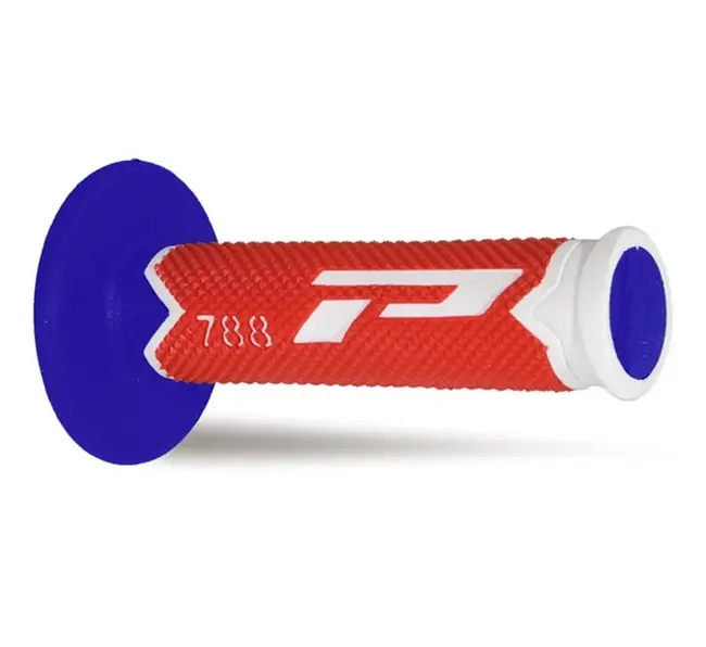 Manopole Mx 788-226 - Tripla Densità - Bianco/rosso/blu Senza Foro 405401370 Progrip