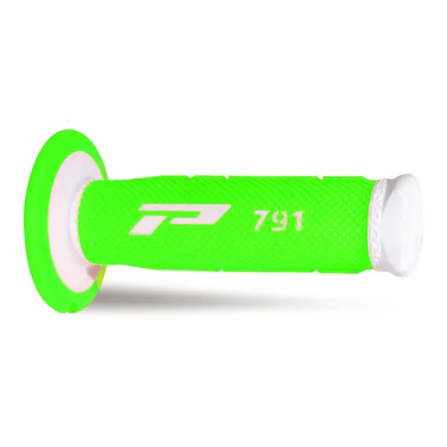 Manopole Mx 791-241 - Doppia Densità - Bianco/verde Fluo Senza Foro 405401485 Progrip