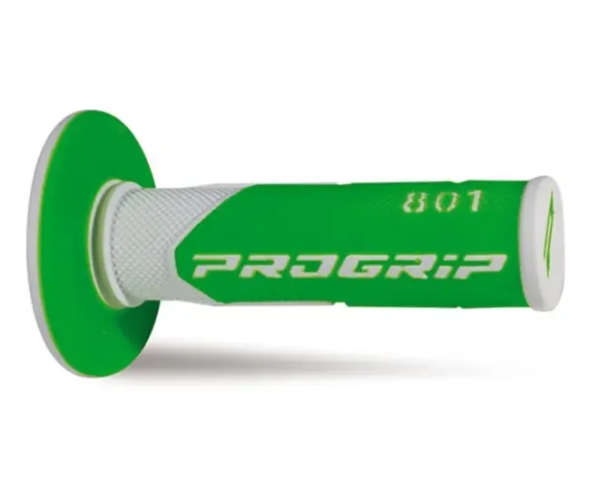 Manopole Mx 801-241 - Doppia Densità - Bianco/verde Fluo Senza Foro 405401765 Progrip