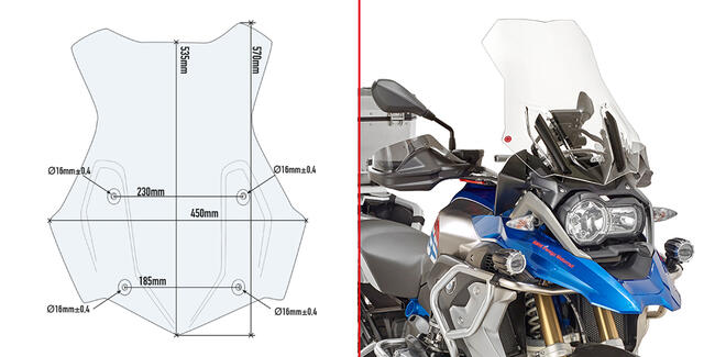 5124dtk Parabrezza Specifico Bmw R 1200r 1250 Gs Kappa