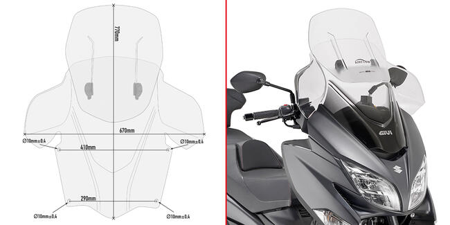 Parabrezza Trasparente Scorrevole Suzuki Burgman 400 Af3115