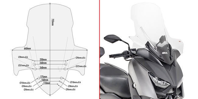 D2136st Parabrezza Trasparente Specifico Yamaha X-max  Givi