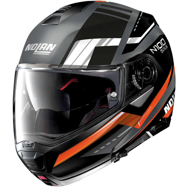 Casco Modulare N100-5 P Illuvium N-com 061 Flat Lava Grey Orange  Nolan